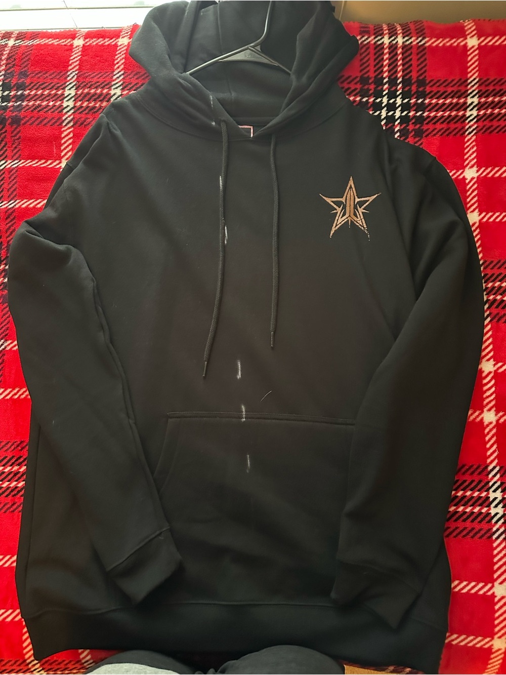 Black Men's Hoodie with gold star Halloween edition